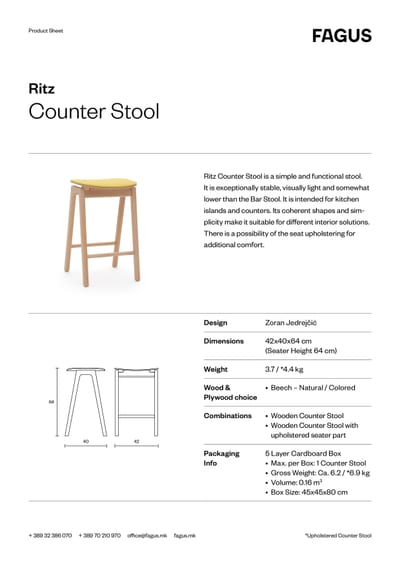 Fagus Ritz counter stool ps