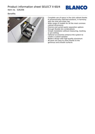 BLANCO SELECT II 60/4 sistemi za otpad