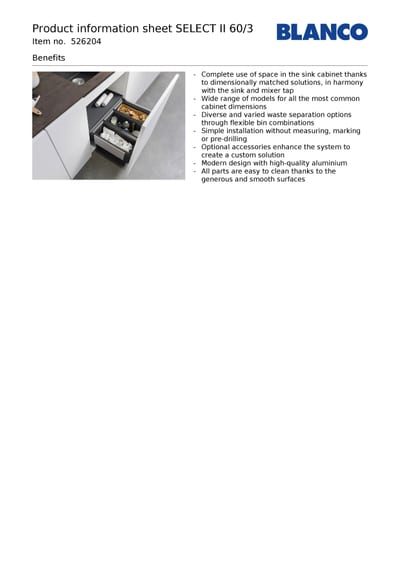 BLANCO SELECT II 60/3 sistemi za otpad