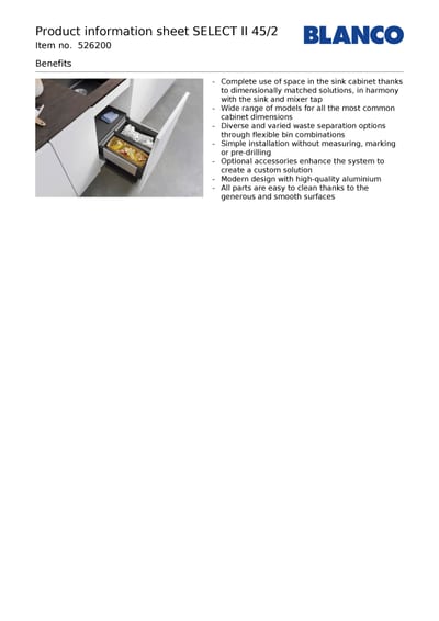 BLANCO SELECT II 45/2 sistemi za otpad