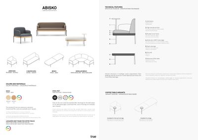 True Design Abisko kolekcija tehnički list