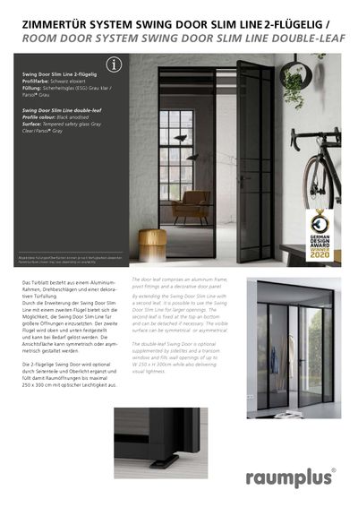 Room door system Swing Door Slim Line Double-Leaf