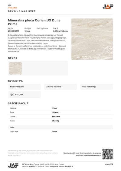 Corian UX Dune Prima